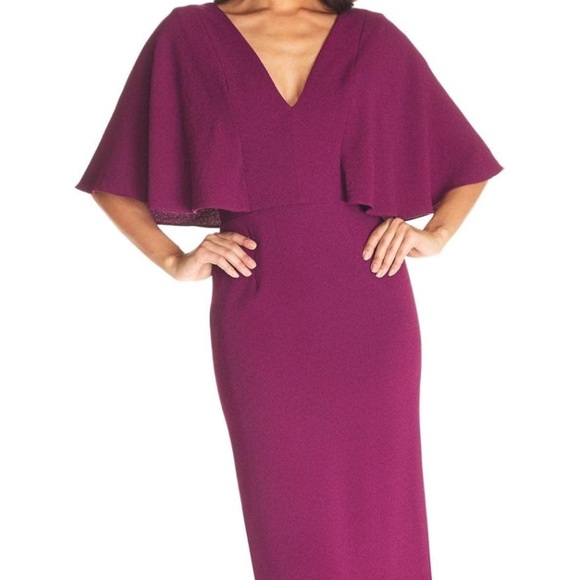 NWT Dress the Population Louisa Midi Dress - Magenta - Picture 1 of 6